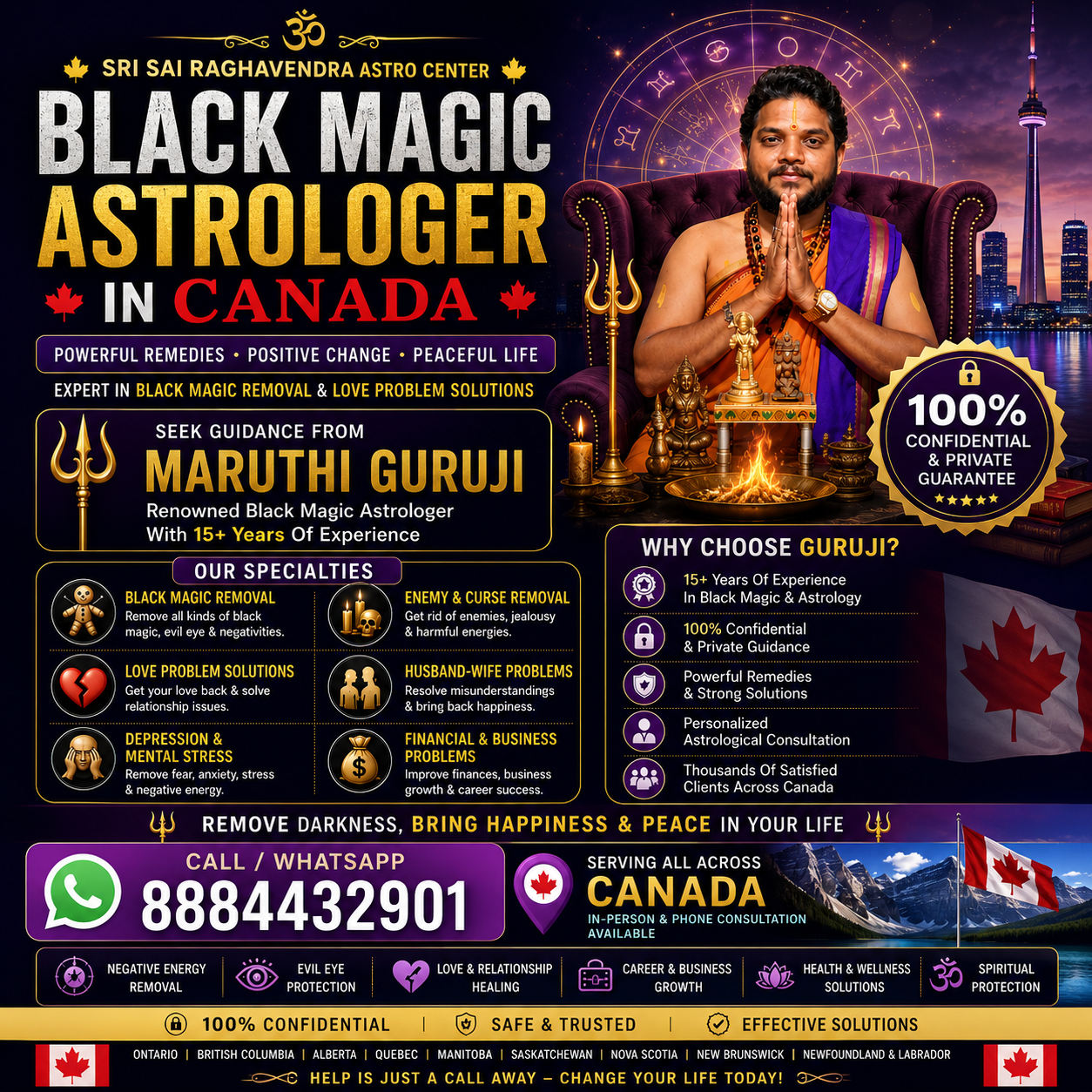 Black Magic Astrologer in Canada Maruthi Guruji offering spiritual guidance and astrology consultation
