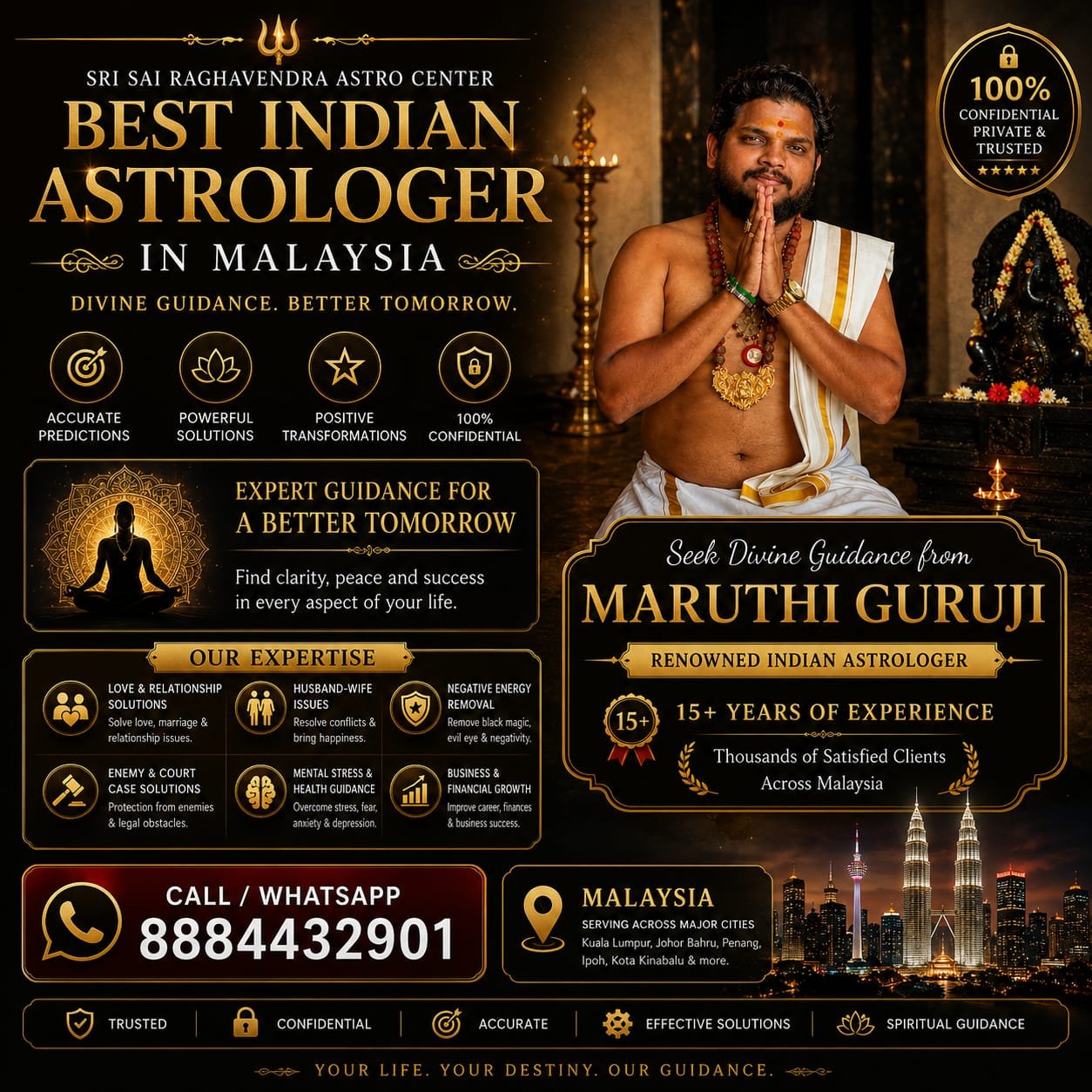 Best Indian Astrologer in Malaysia Maruthi Guruji offering Vedic astrology consultation, horoscope reading, marriage guidance, career astrology, relationship solutions and spiritual guidance